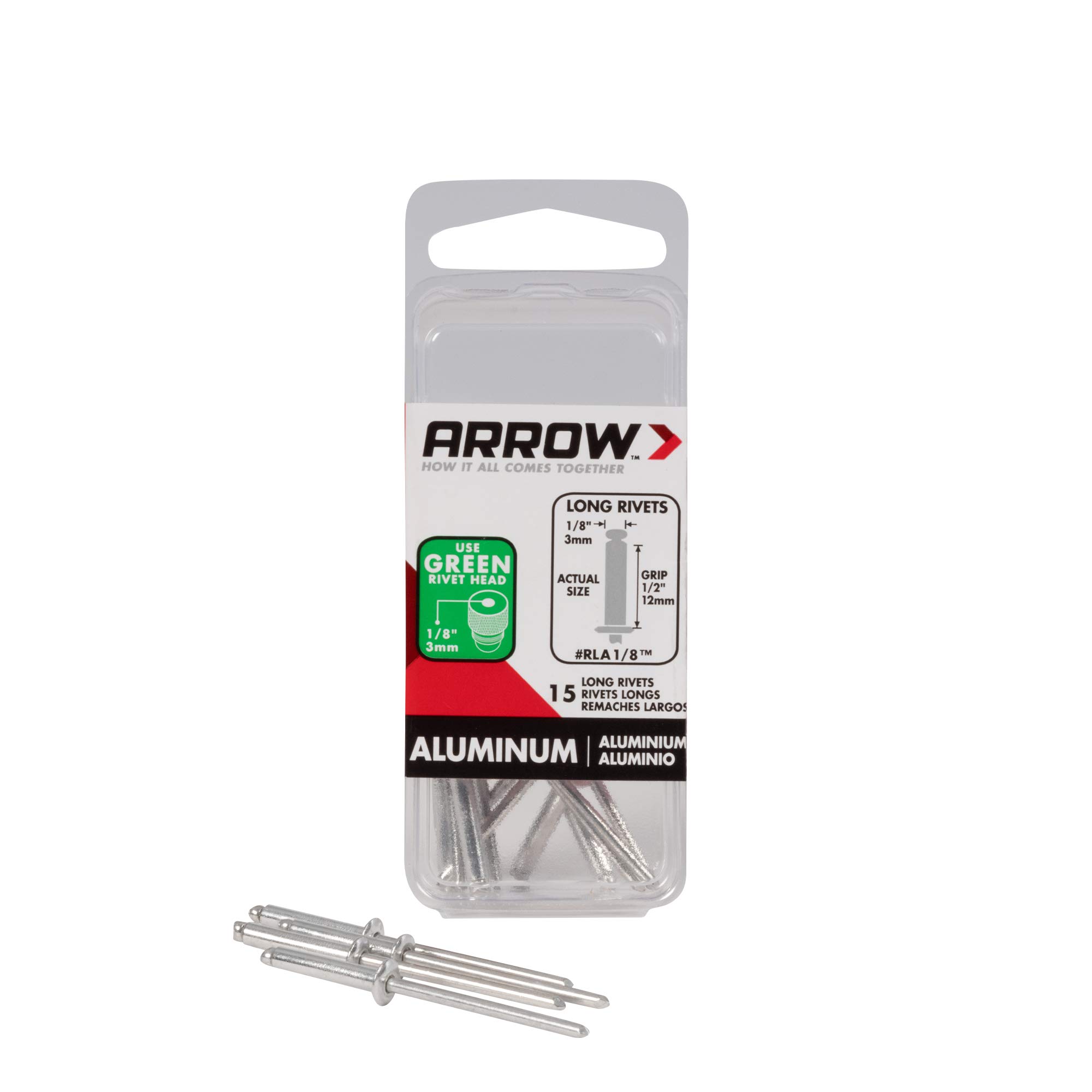 Arrow RLA1/8 Long Aluminum 1/8-Inch Pop Rivets for Metal, Fabric